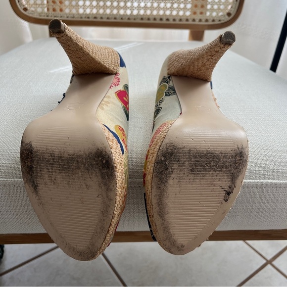 Steve Madden Richhi floral print peep-toe heels | Blue, Cream, Red | Size 8 - Picture 14 of 15